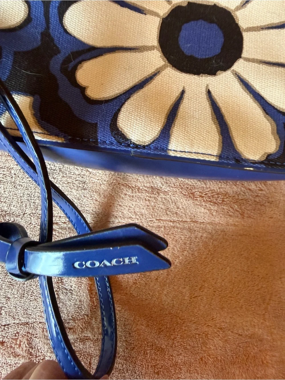 Coach Blue and White Floral Crossbody Bag